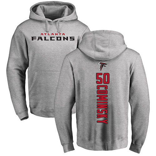Atlanta Falcons Men Ash John Cominsky Backer NFL Football #50 Pullover Hoodie Sweatshirts